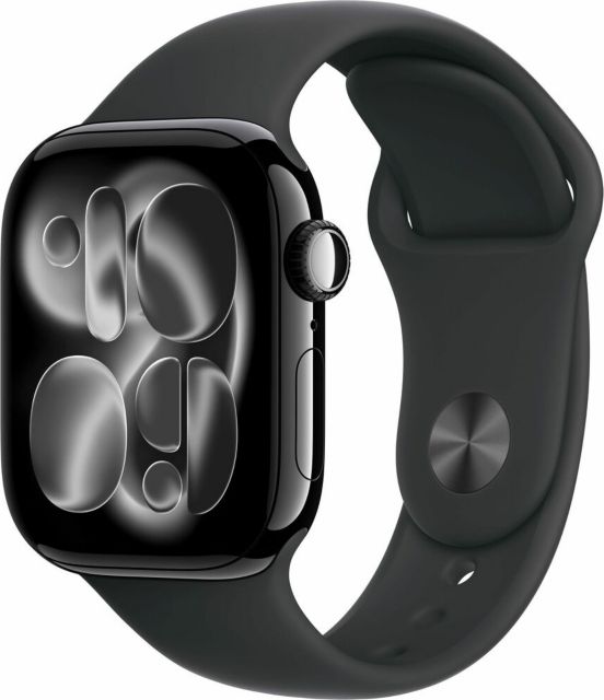 Apple Watch Series 11 GPS + Cellular 42mm Jet Black Aluminum Case with Black Sport Band - M/L